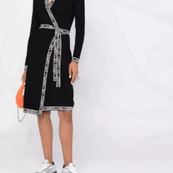 Karl Lagerfeld logo tape wrap dress