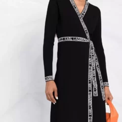 Karl Lagerfeld logo tape wrap dress