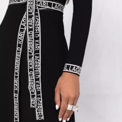 Karl Lagerfeld logo tape wrap dress