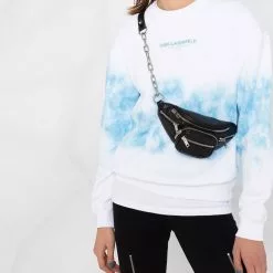 Karl Lagerfeld bleached-effect logo-print sweatshirt