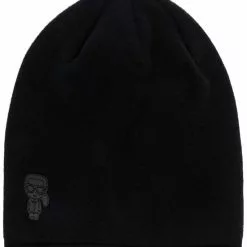 Karl Lagerfeld logo-patch wool-blend beanie