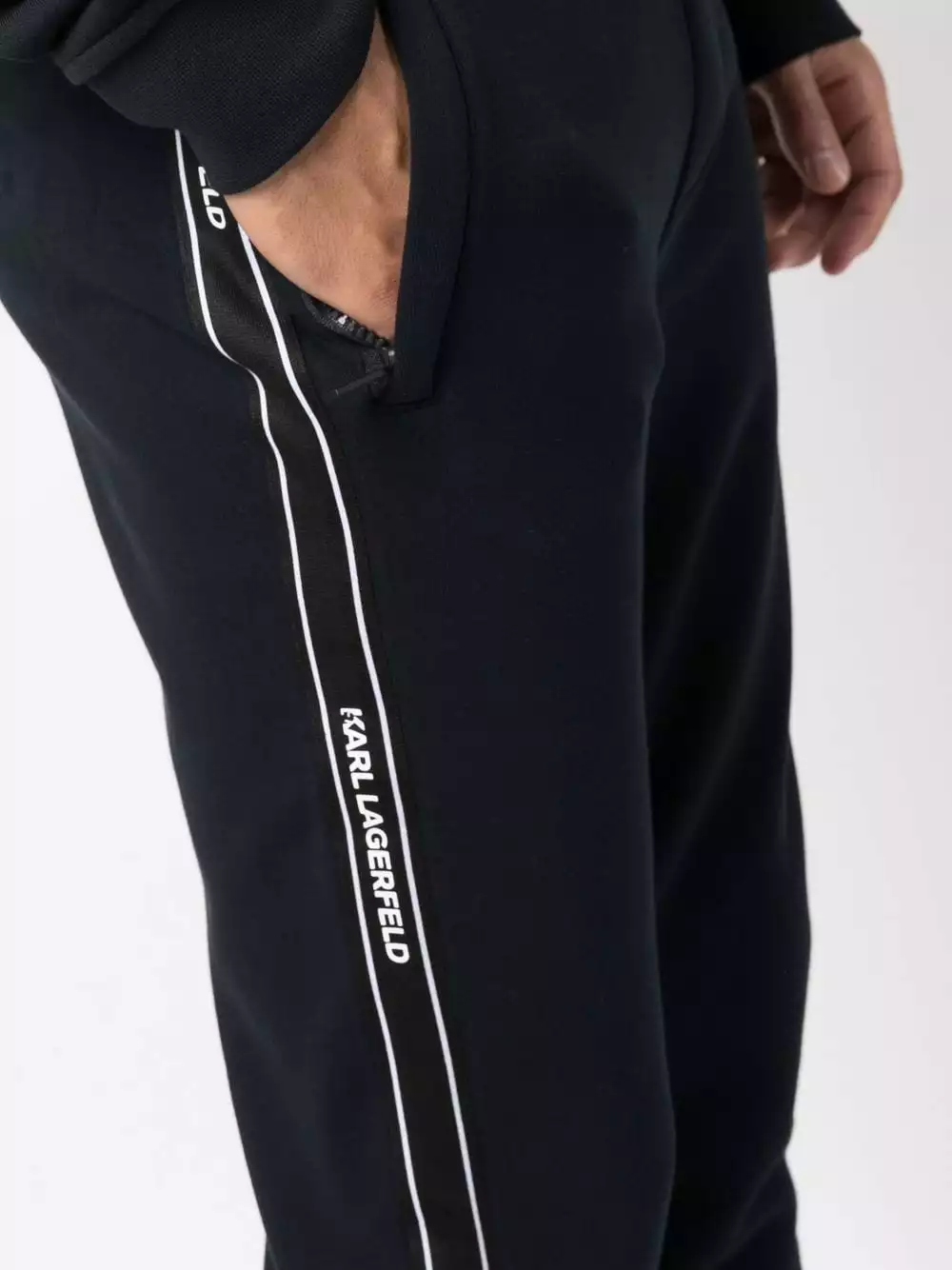 Karl Lagerfeld logo-tape cotton track trousers