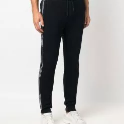 Karl Lagerfeld logo-tape cotton track trousers