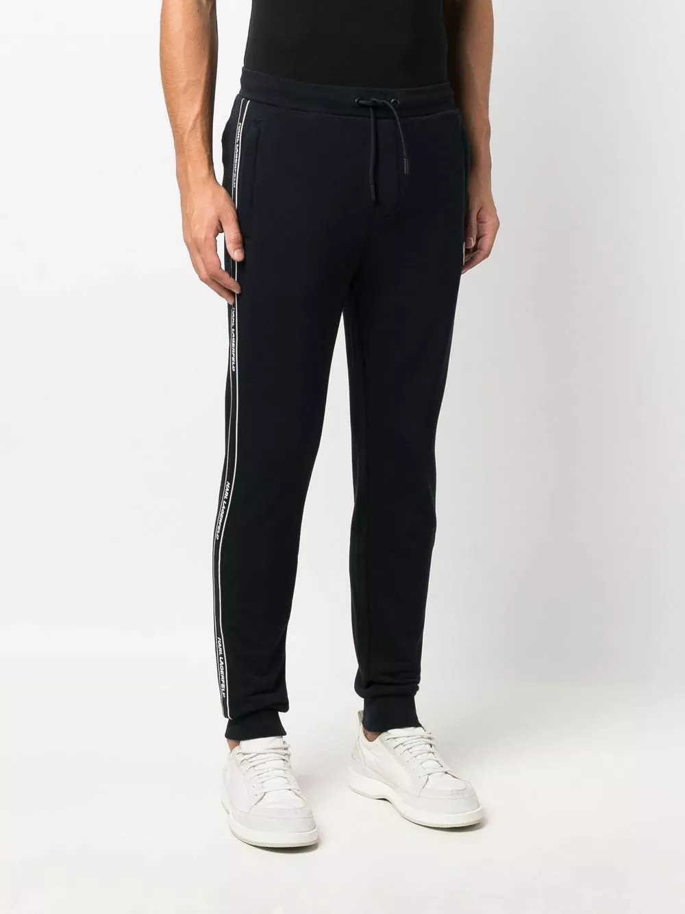 Karl Lagerfeld logo-tape cotton track trousers