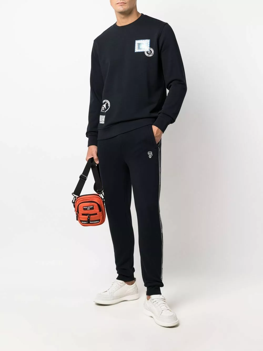 Karl Lagerfeld logo-tape cotton track trousers