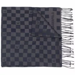 Karl Lagerfeld check fringed scarf