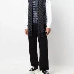 Karl Lagerfeld check fringed scarf