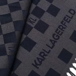 Karl Lagerfeld check fringed scarf
