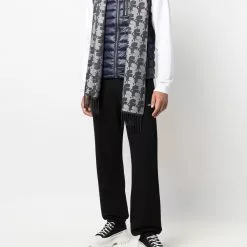 Karl Lagerfeld embroidered fringed scarf