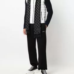 Karl Lagerfeld logo checkered scarf