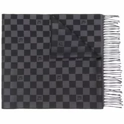 Karl Lagerfeld logo checkered scarf