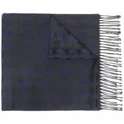 Karl Lagerfeld logo embroidered fringed scarf