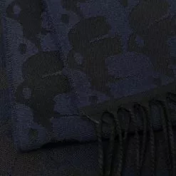 Karl Lagerfeld logo embroidered fringed scarf