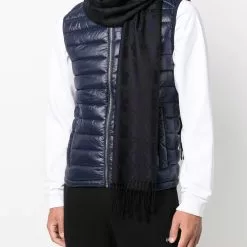 Karl Lagerfeld logo embroidered fringed scarf