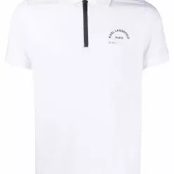 Karl Lagerfeld logo-print zip-up polo shirt