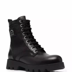 Karl Lagerfeld logo-patch lace-up leather ankle boots
