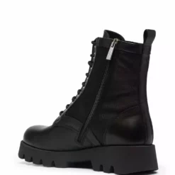 Karl Lagerfeld logo-patch lace-up leather ankle boots