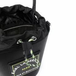 Karl Lagerfeld logo-patch leather bucket bag