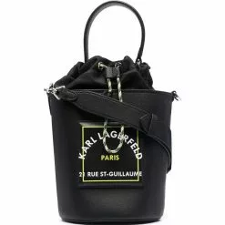 Karl Lagerfeld logo-patch leather bucket bag