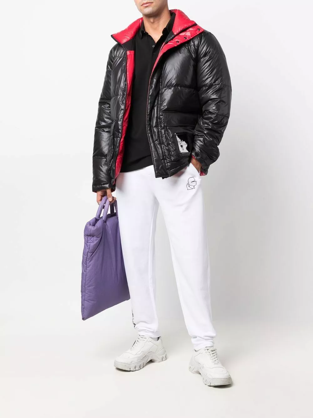 Karl Lagerfeld colour-block padded coat