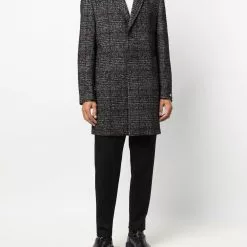 Karl Lagerfeld short checked hooded coat