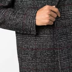 Karl Lagerfeld short checked hooded coat