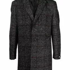 Karl Lagerfeld short checked hooded coat