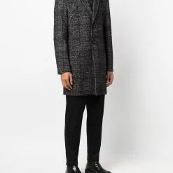 Karl Lagerfeld short checked hooded coat