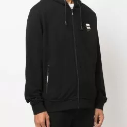 Karl Lagerfeld Ikonik logo-patch zip-up hoodie