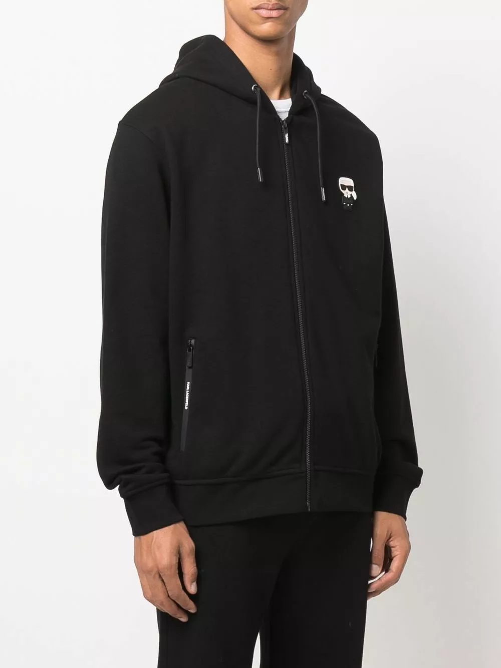 Karl Lagerfeld Ikonik logo-patch zip-up hoodie