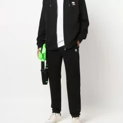 Karl Lagerfeld Ikonik logo-patch zip-up hoodie