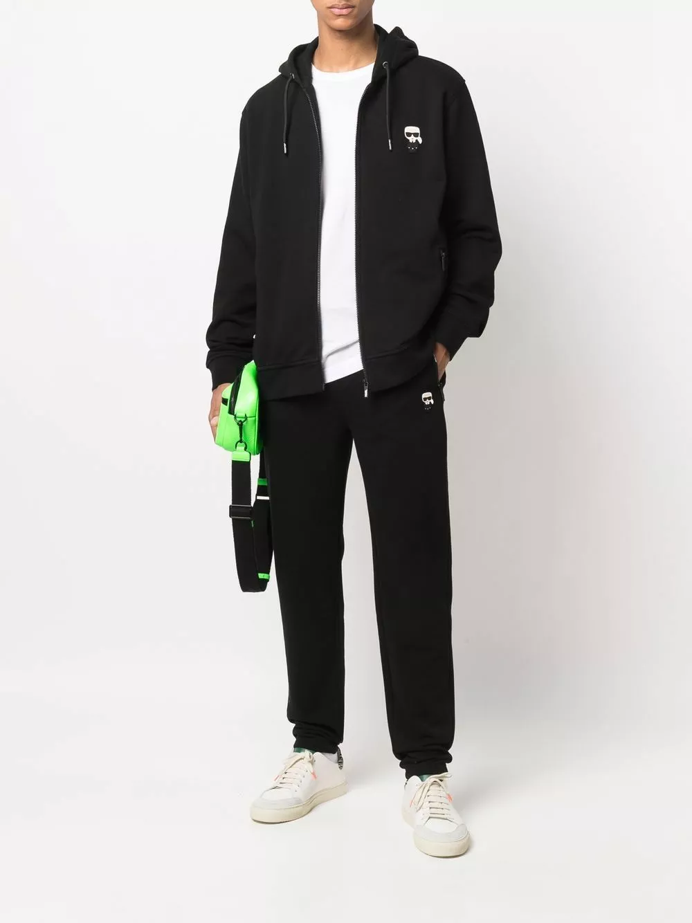 Karl Lagerfeld Ikonik logo-patch zip-up hoodie