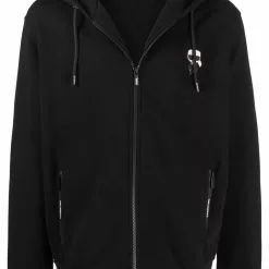 Karl Lagerfeld Ikonik logo-patch zip-up hoodie