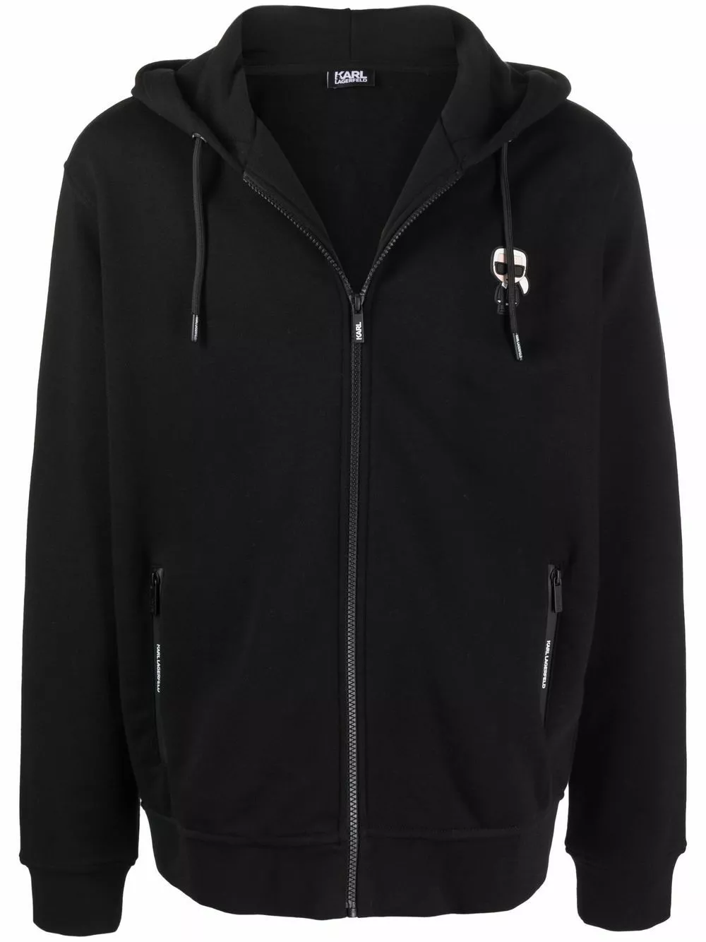 Karl Lagerfeld Ikonik logo-patch zip-up hoodie