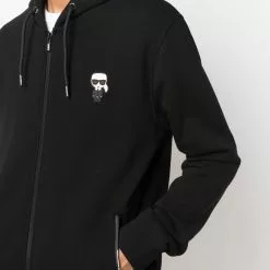 Karl Lagerfeld Ikonik logo-patch zip-up hoodie