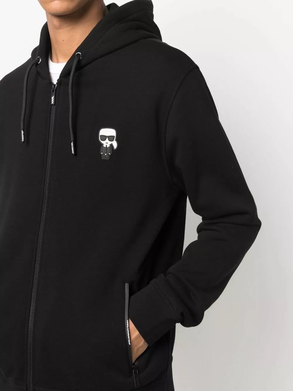 Karl Lagerfeld Ikonik logo-patch zip-up hoodie