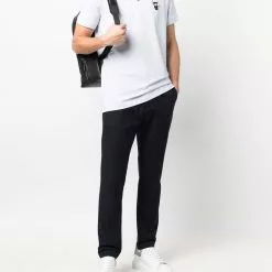 Karl Lagerfeld Ikonik logo-patch cotton polo shirt