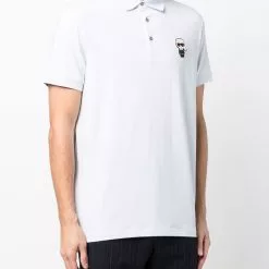 Karl Lagerfeld Ikonik logo-patch cotton polo shirt