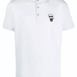 Karl Lagerfeld Ikonik logo-patch cotton polo shirt