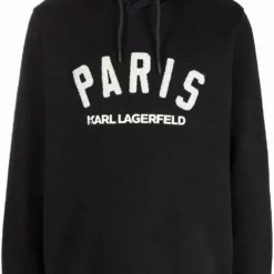 Karl Lagerfeld logo-embroidered long-sleeve hoodie