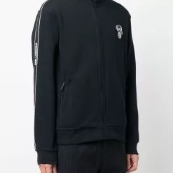 Karl Lagerfeld Ikonik logo-patch zip-up sweatshirt
