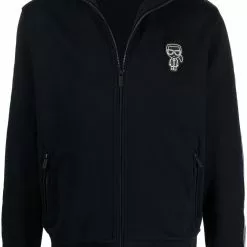 Karl Lagerfeld Ikonik logo-patch zip-up sweatshirt
