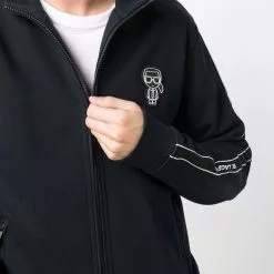 Karl Lagerfeld Ikonik logo-patch zip-up sweatshirt