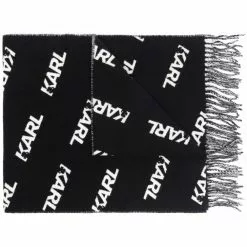 Karl Lagerfeld wool-blend logo scarf